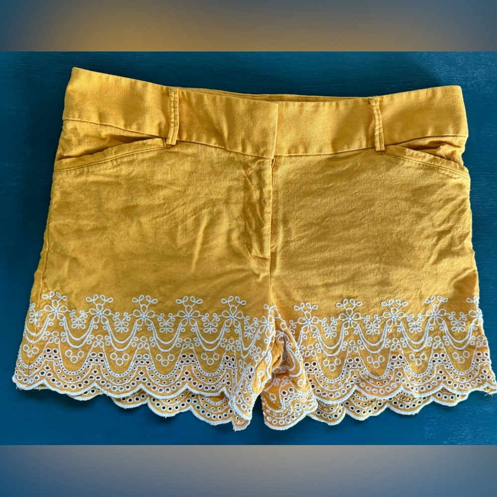 Adorable Yellow Eyelet Detailed Loft Shorts